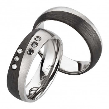 Titan Carbonringe AB3854-AB3855 mit Diamanten und Gravur
