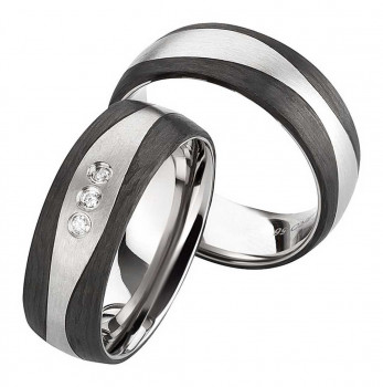 Titan Carbonringe AB3856-AB3857 mit Diamanten und Gravur
