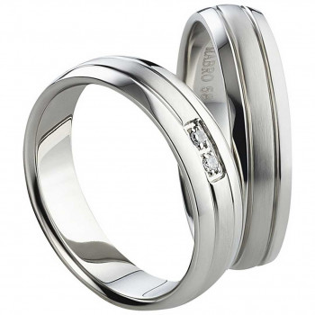 Partnerringe Edelstahl AB832-AB833 mit Zirkonia und Gravur