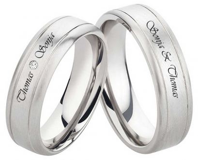 Edelstahlringe E080 mit Zirkonia oder Diamant und Außengravur