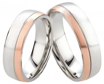 Partnerringe Edelstahlringe PE326 mit rosefarbiger Beschichtung