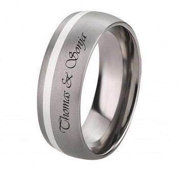 Herrenring Titanring mit Silber HT012 mit individuell Außengravur