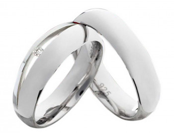 Partnerringe Silberringe S123 mit Zirkonia mit polierter Oberflaeche