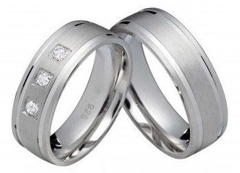 Rings-and-More Partnerringe Silberringe PS810 mit 3x Zirkonias in 6mm breite