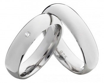 Partnerringe Silberringe PS811s mit Zirkonia oder Diamant mit Gravur