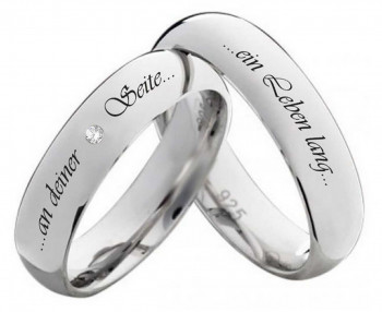 Partnerringe Silberringe PS820 mit Diamant oder Zirkonia