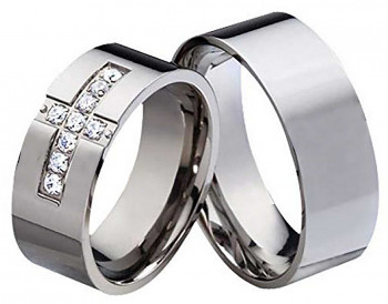 Titanringe als Partnerringe T015 mit Zirkonias