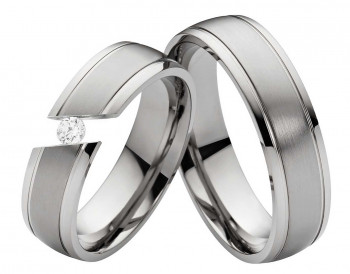 Partnerringe Titanringe PT090 mit Zirkonia