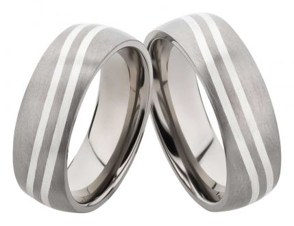 Partnerringe Titanringe mit Silbereinlage PT099