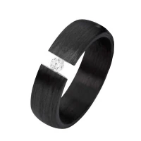 Mobile Preview: Trauring Carbon C004 mit Diamant – Elegant & Zeitlos