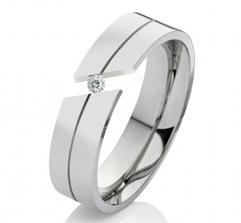 Damenring Edelstahl DE014 mit Zirkonia
