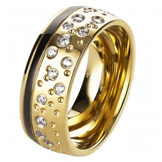 Mobile Preview: Edelstahlring bicolor gold Akzent AB3200