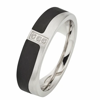 Mobile Preview: Silber Carbonring SR1942 mit Diamanten
