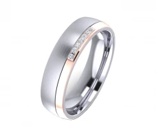 Mobile Preview: Edelstahlring E042 mit Zirkonias Gravur