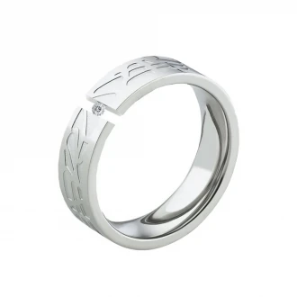 Mobile Preview: Edelstahlring LUC50 mit Diamant und Etui