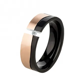 Mobile Preview: Zeitloser Edelstahlring LUC36 Bicolor Gravur