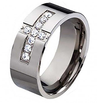 Damenring Titanring DT015 mit Zirkonias und Gravur