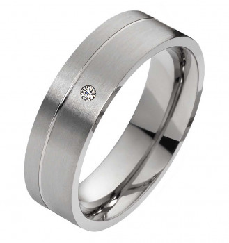 Damenring Titanring DT018 mit Zirkonia und Gravur