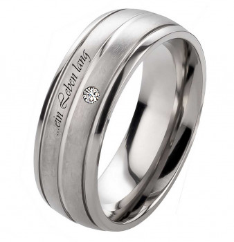 Damenring Titanring DT019 mit Zirkonia und Außengravur