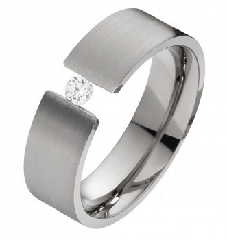 Damenring Titanring DT022 mit Zirkonia und Gravur