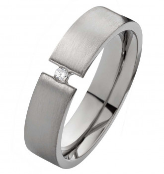 Damenring Titanring DT159 mit Zirkonia und Gravur