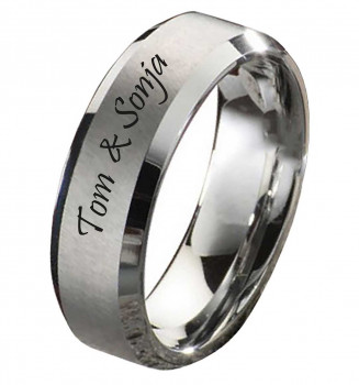 Damenring Wolframring DW127 mit Außengravur