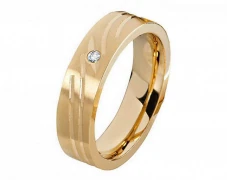 Mobile Preview: Edelstahlring E032 mit Zirkonia und Gravur