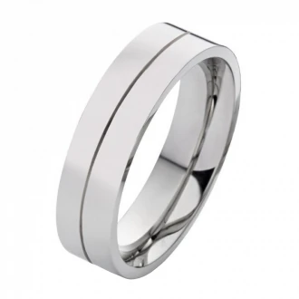Mobile Preview: Ring mit Glanzrille E105 Unisex mit Gravur