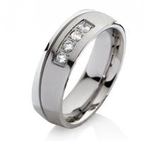 Mobile Preview: Edelstahlring E142 mit Zirkonias und Gravur