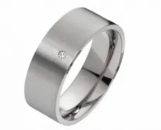 Mobile Preview: Edelstahlring E349 mit Zirkonia oder Diamant in 10mm Breite