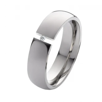Mobile Preview: Titanring mit Diamant oder Zirkonia LUC62
