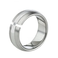 Mobile Preview: Titan Ring Matt und poliert LUC73 mit Diamant