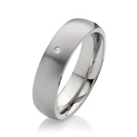 Mobile Preview: Titanring matt 6mm breit MOR14 mit Stein