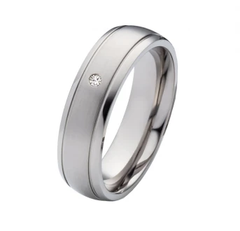 Mobile Preview: Ausgefallene Titanring MOR15 breite 6mm mit Stein