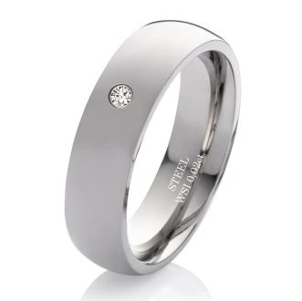 Mobile Preview: Zeitloser Edelstahlring MOR16 mit Stein - Gravur