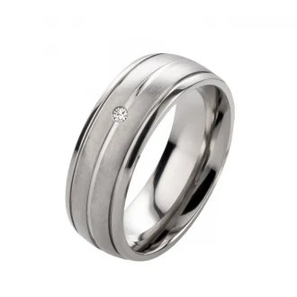 Mobile Preview: Ring mit Gravur aus Titan MOR32 mit Zirkonia oder Diamant