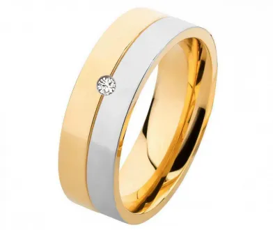 Mobile Preview: Edelstahlring MOR5 mit Zirkonia oder Diamant und Gravur