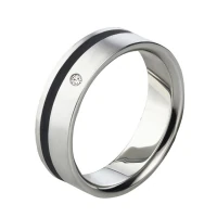 Mobile Preview: Damenring Titan MOR70 schwarz mit Stein