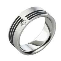 Mobile Preview: Damenring Titan MOR71 schwarz mit Stein