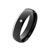 Mobile Preview: Schwarze Titanring MOR8 mit Zirkonia oder Diamant