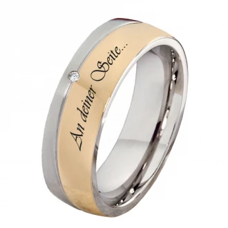 Mobile Preview: Edelstahlring P304 mit Gelbgoldfarbiger Beschichtung und Gravur