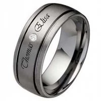 Mobile Preview: Wolframring PW116 mit Zirkonia und Außengravur