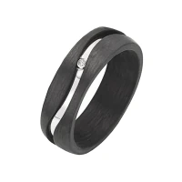 Mobile Preview: Silber Carbonring SR1938 mit Diamant und SR1939 ohne Stein
