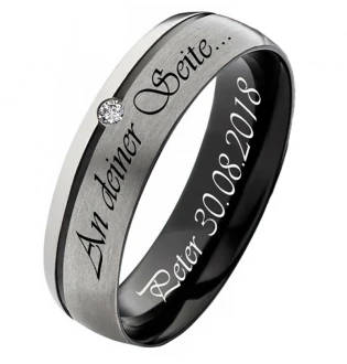 Mobile Preview: Damenring aus Titan PT005 mit schöner AUssengravur