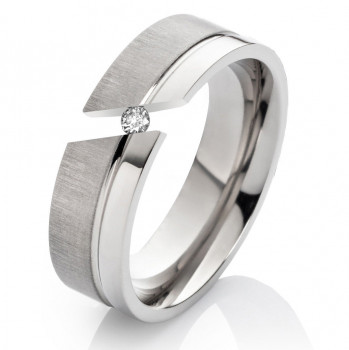 Damenring Titanring DT013 mit Zirkonia und Gravur