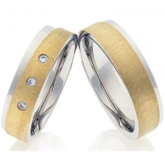 Edelstahlringe E145 mit Zirkonias und Gravur