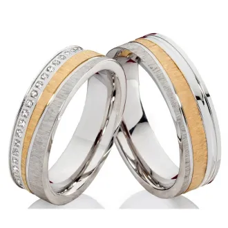 Edelstahlringe E217 mit Zirkonia oder Diamant und Gravur