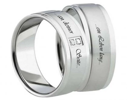 Partnerringe Edelstahl E174G mit Zirkonia und Außengravur