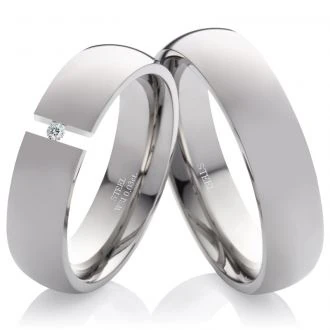 Edelstahlringe LUC16 mit Zirkonia oder Diamant