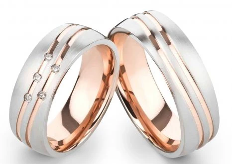 Edelstahlringe E128 mit Zirkonias und Gravur